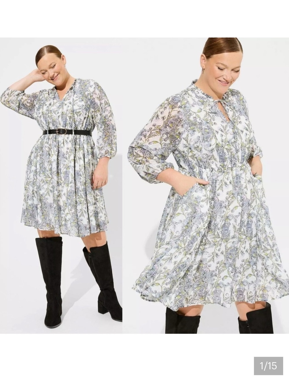 Torrid Woman's Plus size Mini Clip Dot Key-Hole Floral Floral Dress Sz 26